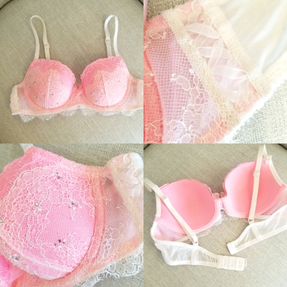 Victoria's Secret Vintage Dream Angels Rhinestone Crystal Lace up Lined Demi Bra - Picture 2 of 16